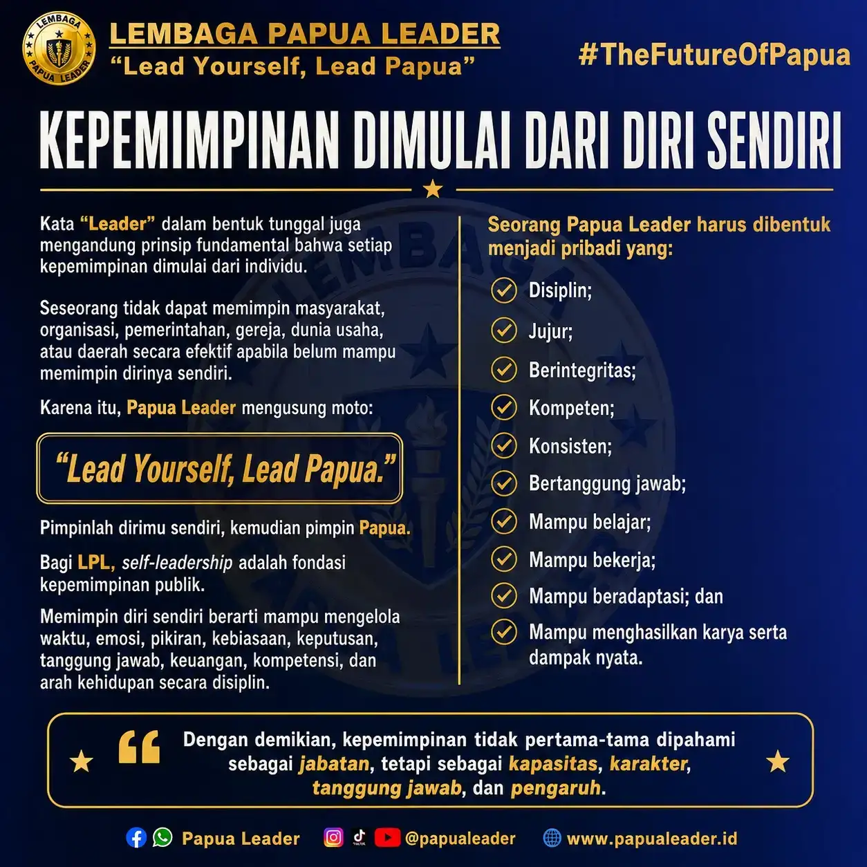 KEPEMIMPINAN DIMULAI DARI DIRI SENDIRI
